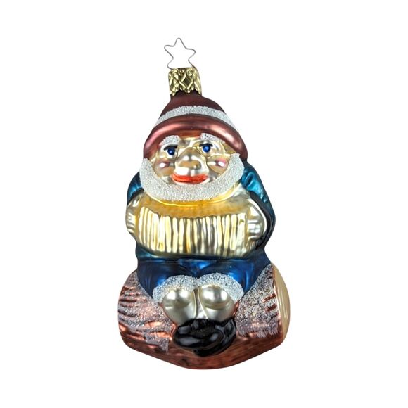 Vintage Merck Family Glass Gnome Ornament: German Blown Glass on Log - Picture 5 of 5